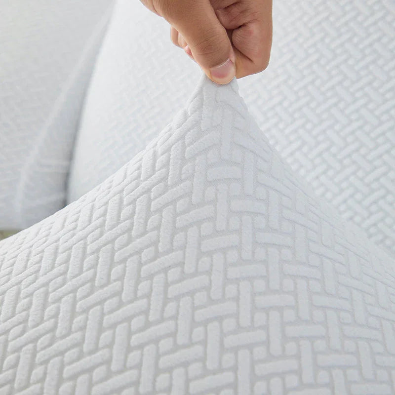 Recliner Cover - Interwoven Pattern - White - Adaptable & Expandable