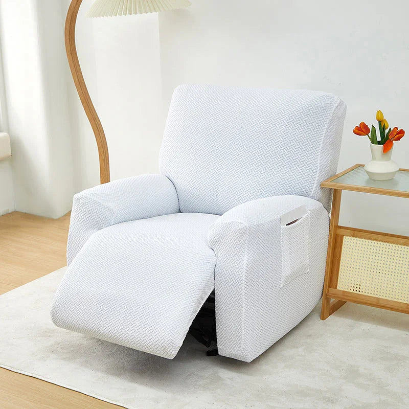 Recliner Cover - Interwoven Pattern - White - Adaptable & Expandable