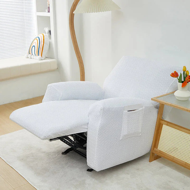 Recliner Cover - Interwoven Pattern - White - Adaptable & Expandable