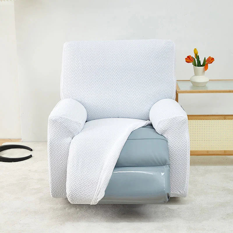 Recliner Cover - Interwoven Pattern - White - Adaptable & Expandable