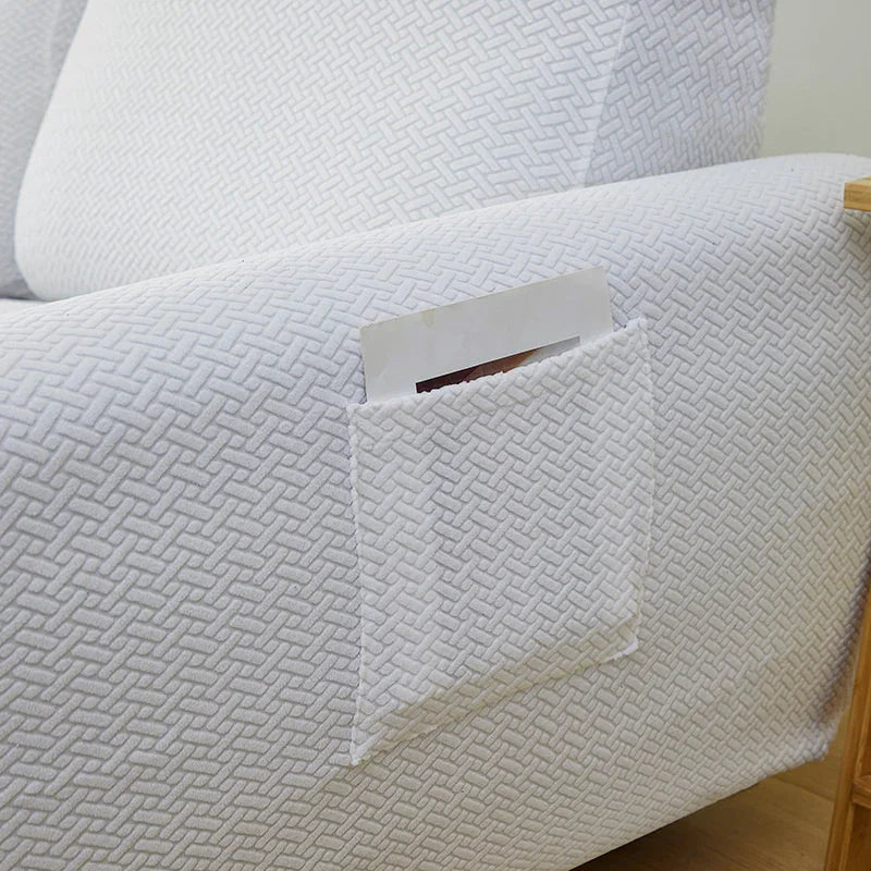 Recliner Cover - Interwoven Pattern - White - Adaptable & Expandable