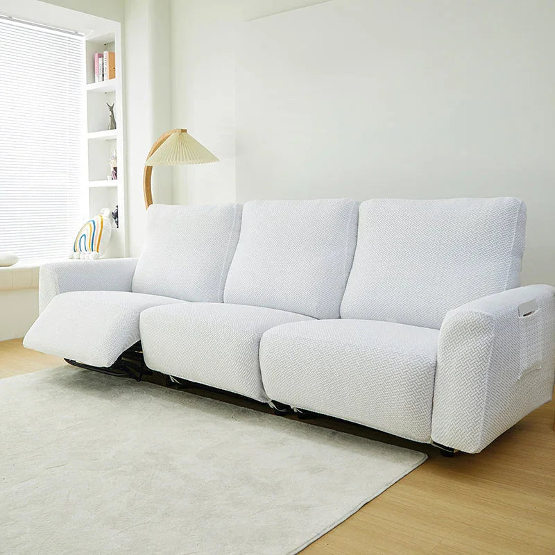 Recliner Cover - Interwoven Pattern - White - Adaptable & Expandable