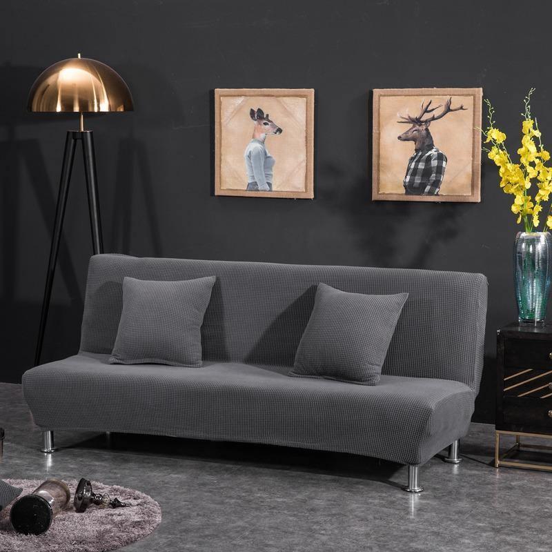 Sofa Bed Cover - Jacquard - Dark Grey - Adaptable & Expandable