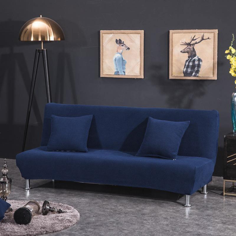 Sofa Bed Cover - Jacquard - Navy Blue - Adaptable & Expandable