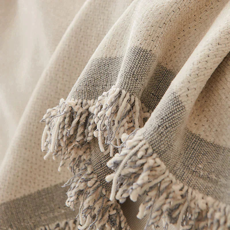 Throw Blanket - Dusty Grey - Soft Tassel